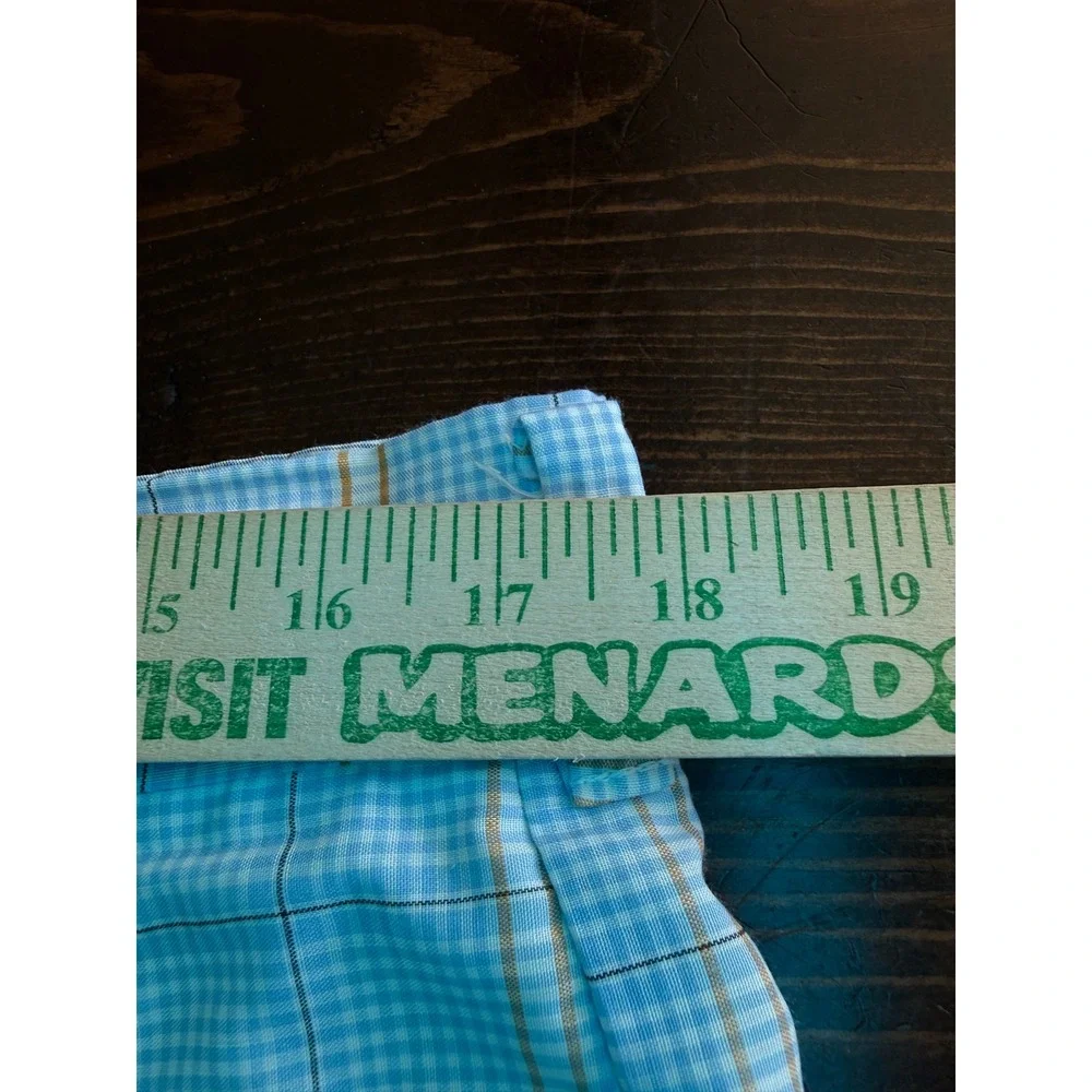Vintage Permanent Press Plaid Shorts Mens 35 Blue Orange Check Retro Golf 70s